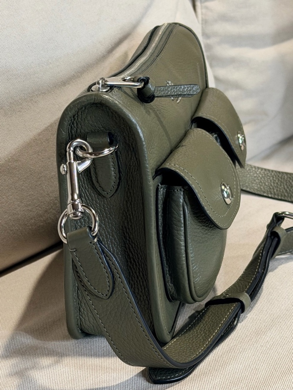 COACH Olive Green Leather Crossbody Bag & Coin Case - Picture 6 of 16